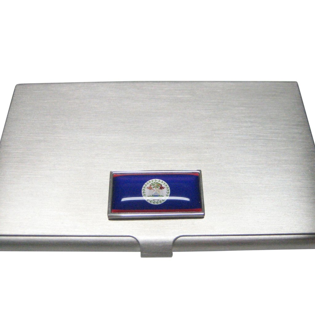 Thin Bordered Belize Flag Business Card Holder